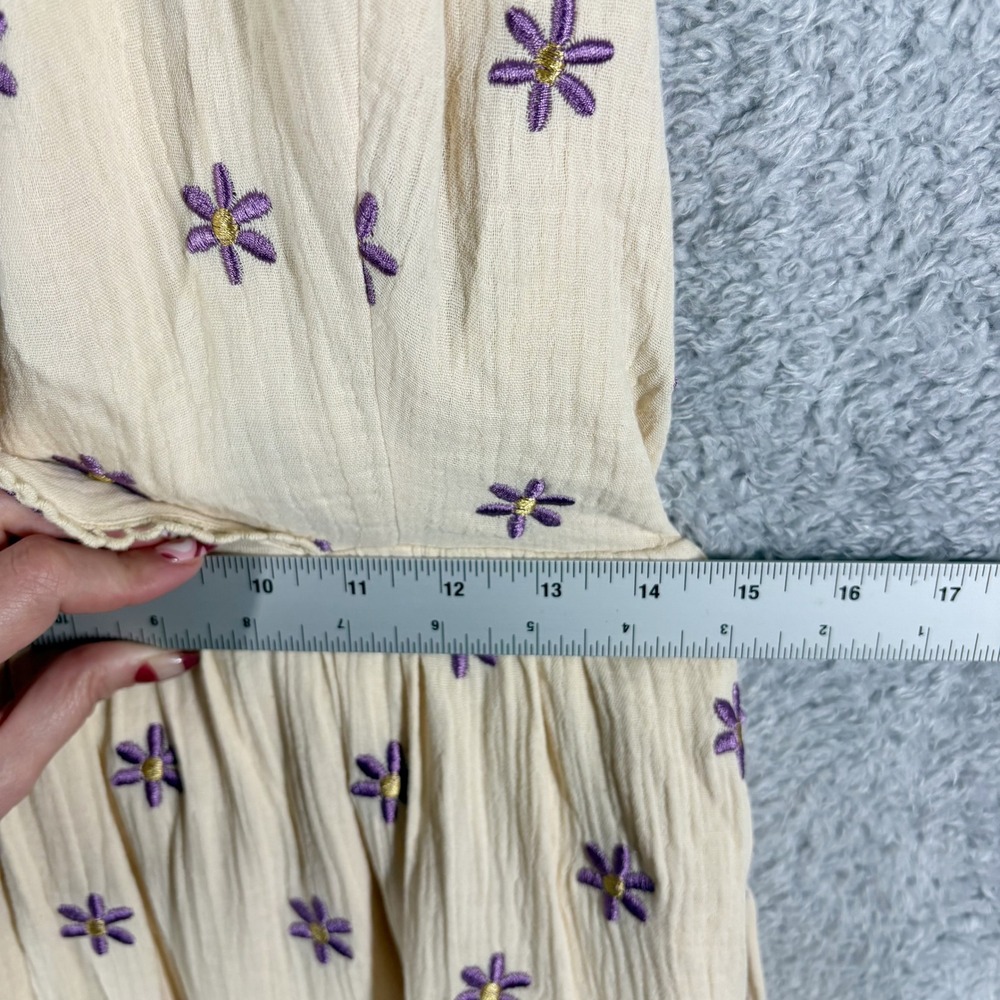NEW J.Nna Cream Floral Embroidered Collar Halter Midi Dress Smocked Back Size M - Picture 5 of 10